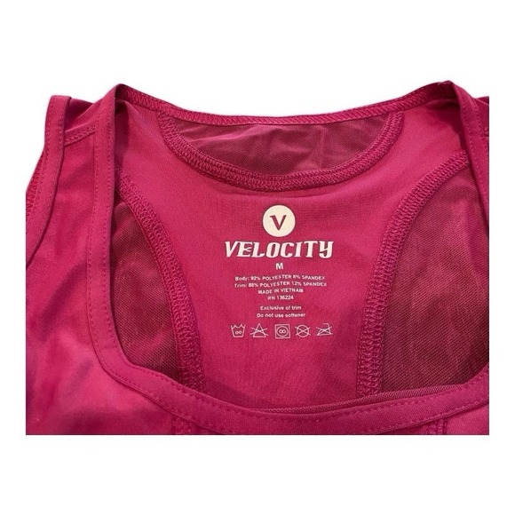 Velocity Size M Pleated‎ Mesh Active Tank Top Padded Chest-Fuchsia - Picture 5 of 5